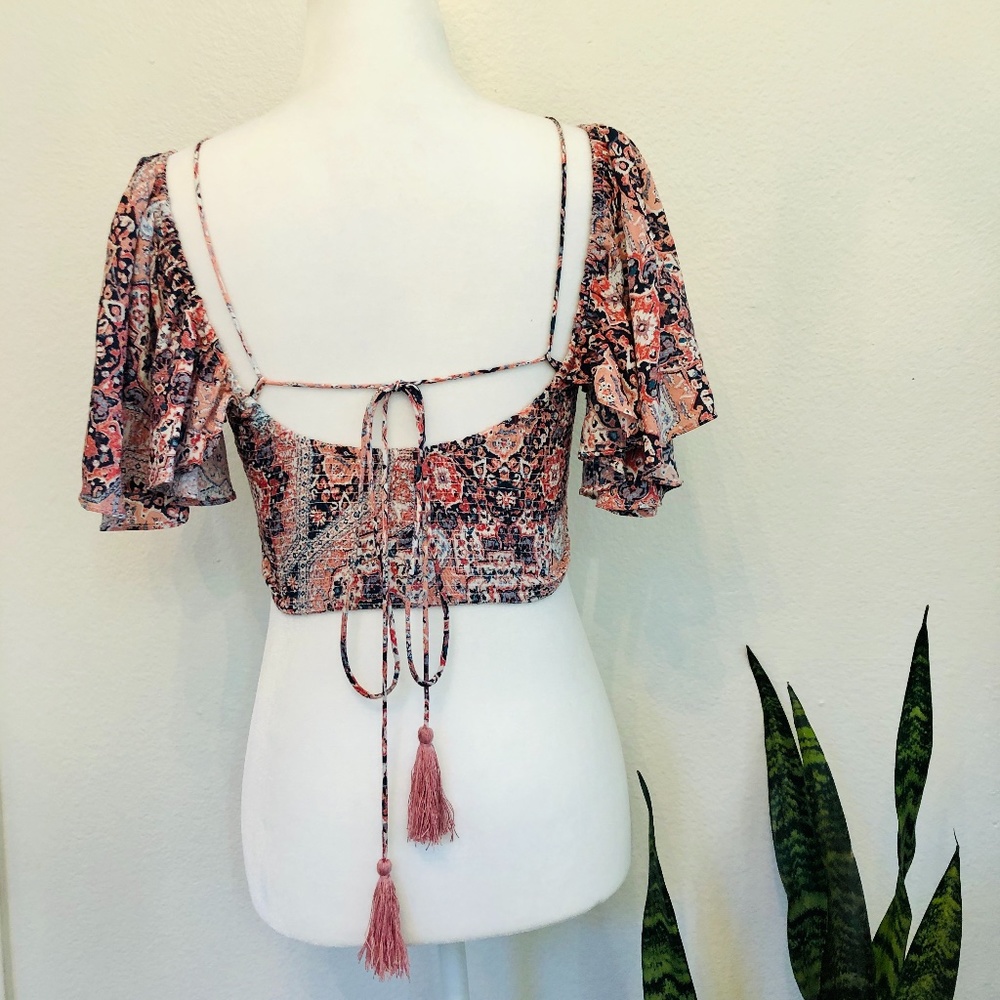 Olivaceous Boho Off The Shoulder Crop Top | Size S - Picture 5 of 10